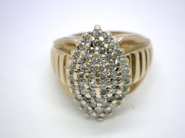 Women's 10K Yellow Gold 0.50 Round Brilliant Cut Cluster Diamond, Fashion Ring