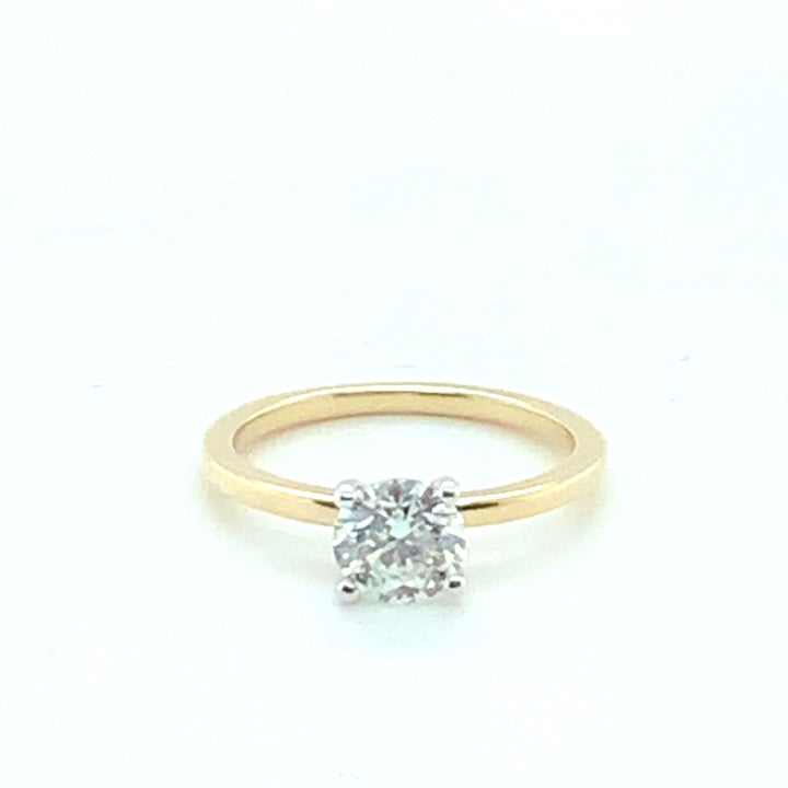 14K Yellow Gold 1.00 Round Brilliant Cut Solitaire Diamond Engagement Ring