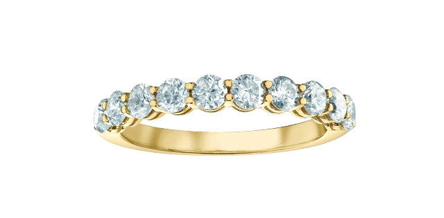 14K Yellow Gold 1.00 Round Brilliant Cut Half Anniversary Diamond Anniversary Ring