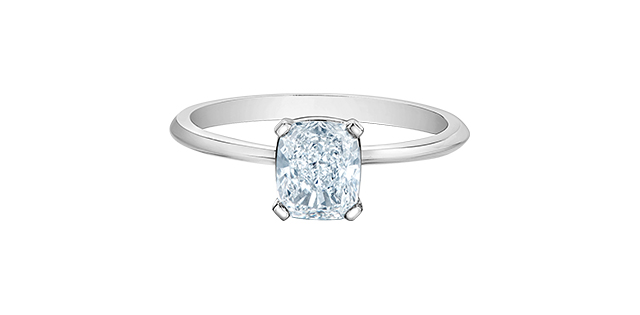 14K White Gold 1.02 Cushion Cut Solitaire Diamond Engagement Ring