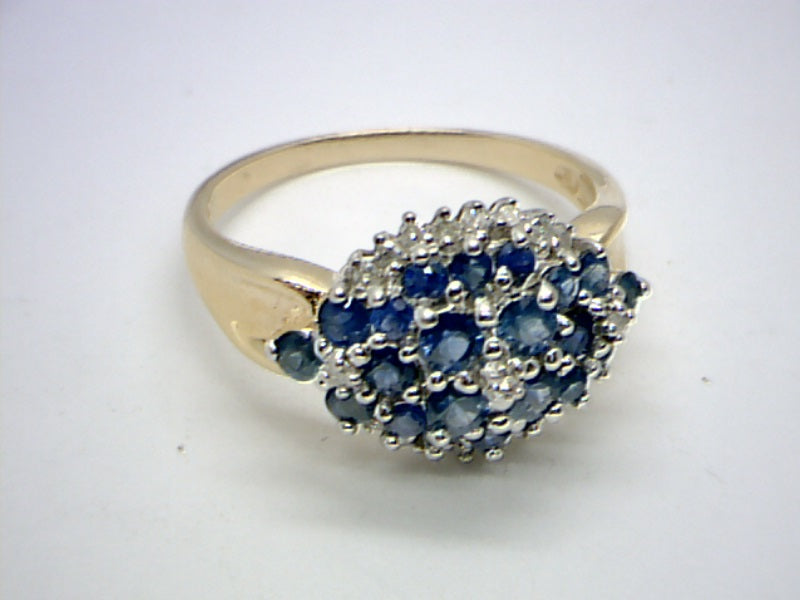 14K Two Tone Cluster Gemstone ring CTW.