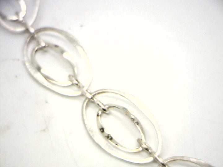 Sterling Silver White Gold Fancy Link 7.5 ", Weight 12 ,Silver Bracelet