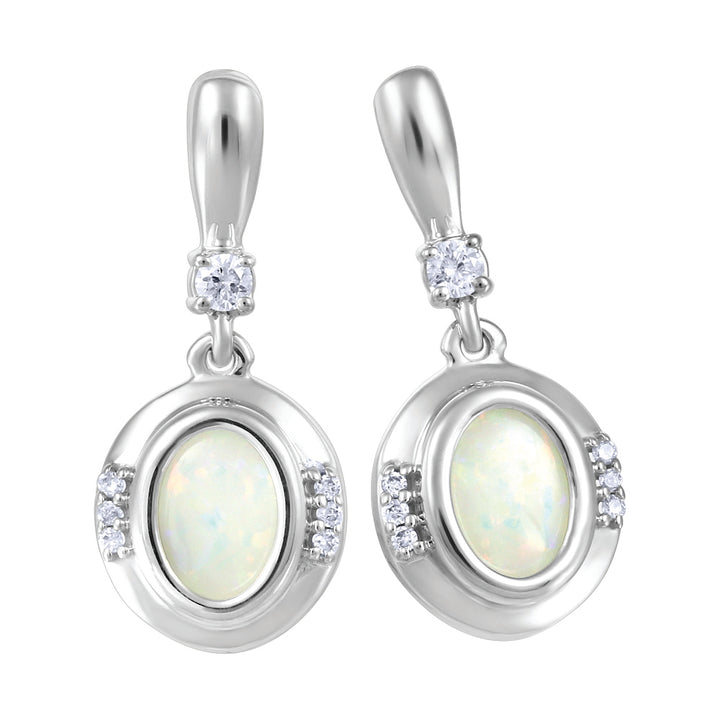 10K White Gold Drop Gemstone Earrings CTW.