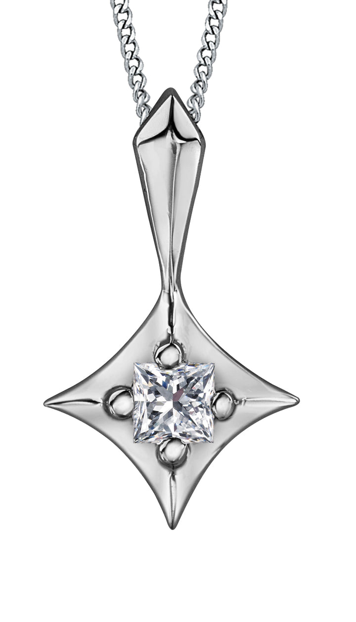 10K White Gold Diamond Pendant 0.04CTW.