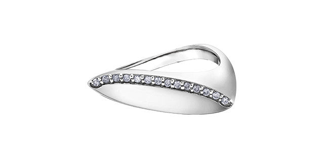 Women's 10K White Gold 0.10 Round Brilliant Cut Diamond, Fashion Ring