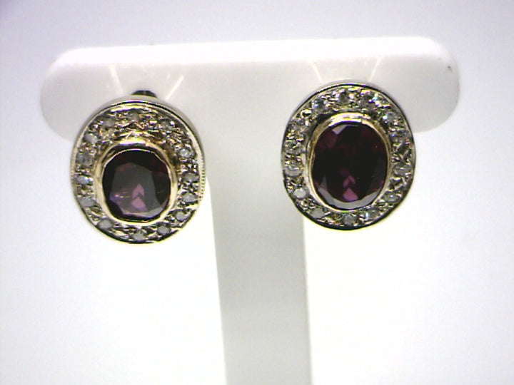 14K Two Tone Stud Gemstone Earrings CTW.