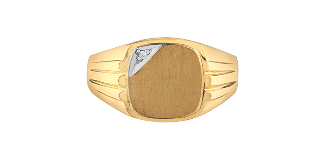 Men's 10K Yellow Gold 0.01 Round Single Cut SIGNET Size 11 Fashion Ring