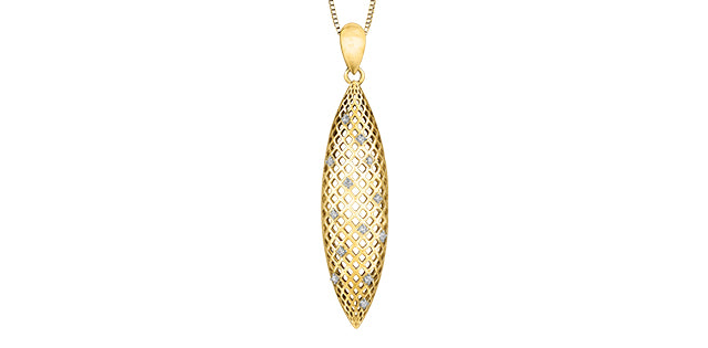 10K Yellow Gold Drop Diamond Pendant 0.10CTW.