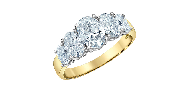 14K Two Tone 1.07 Oval Shape Diamond Anniversary Ring