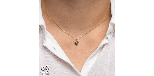 10K Yellow Gold Drop Diamond Pendant 0.02CTW.