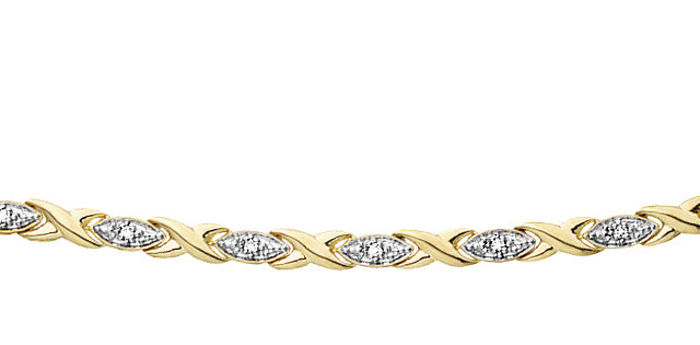 10K Yellow Gold 0.10CT Diamond Tennis Bracelet