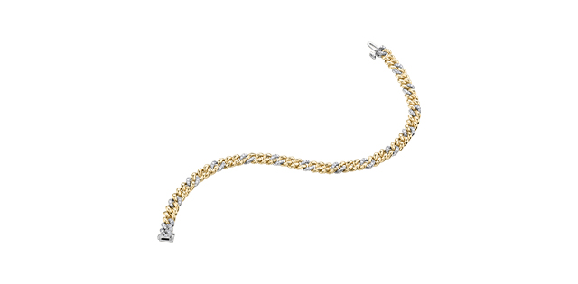 10K Two Tone 0.50CT Diamond Curb Bracelet