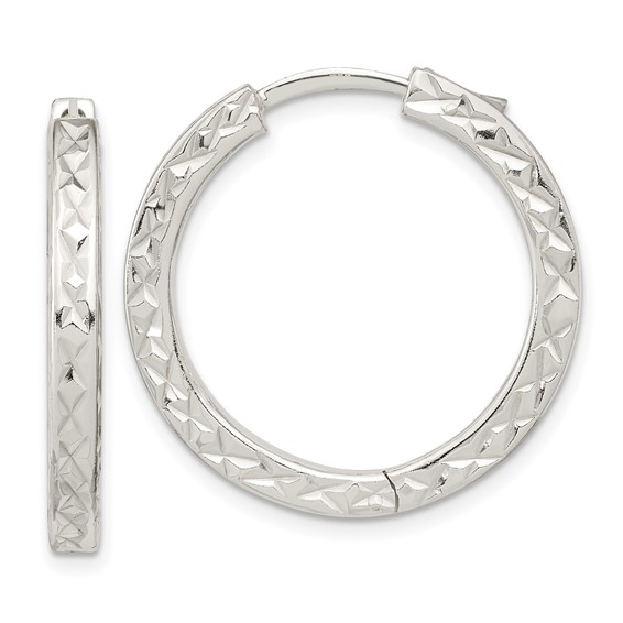 Sterling Silver White Gold Medium Hoop Silver Earrings