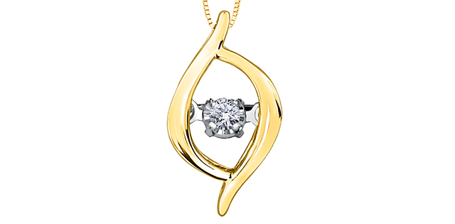 10K Yellow Gold Drop Diamond Pendant 0.02CTW.