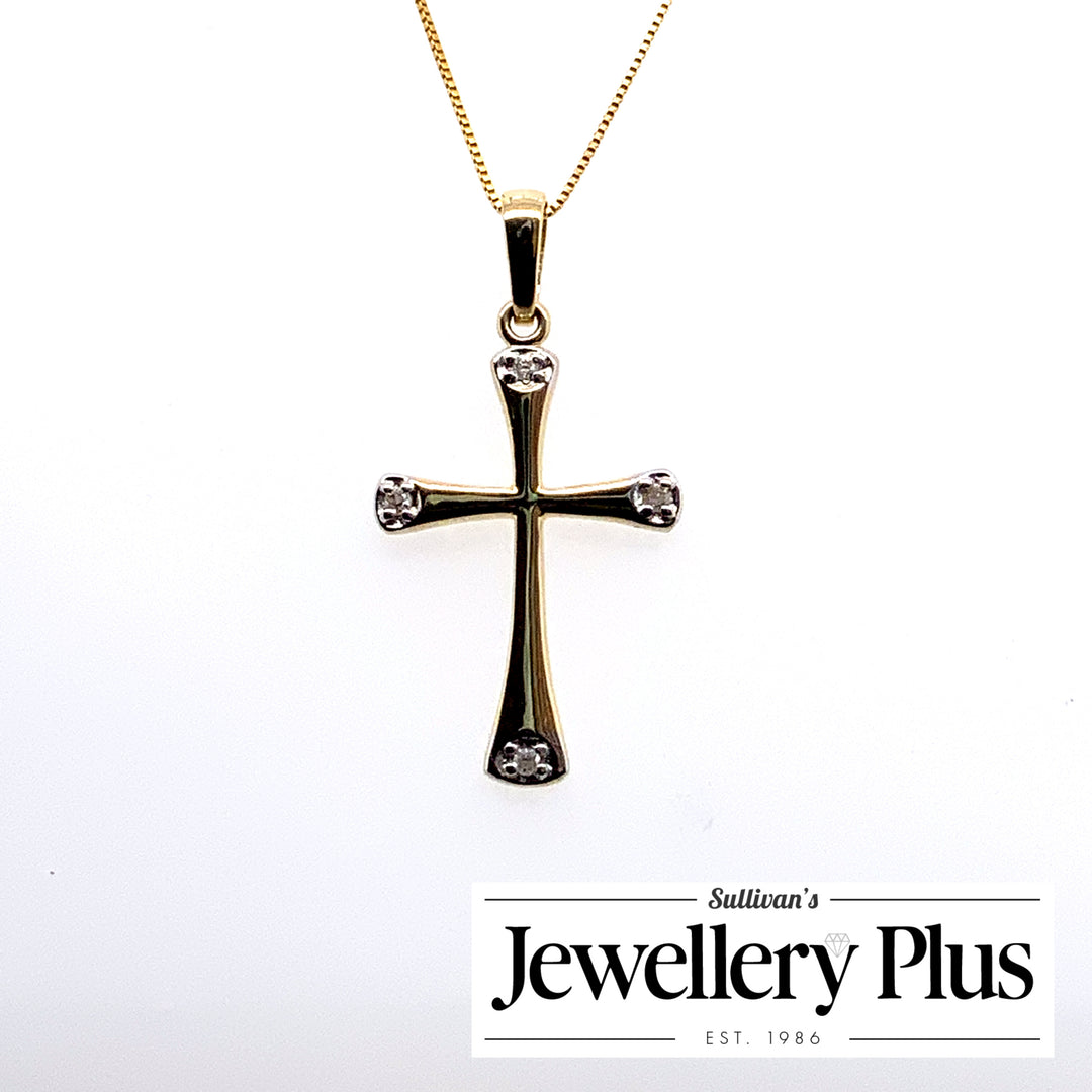 10K Yellow Gold Cross Diamond Pendant CTW.