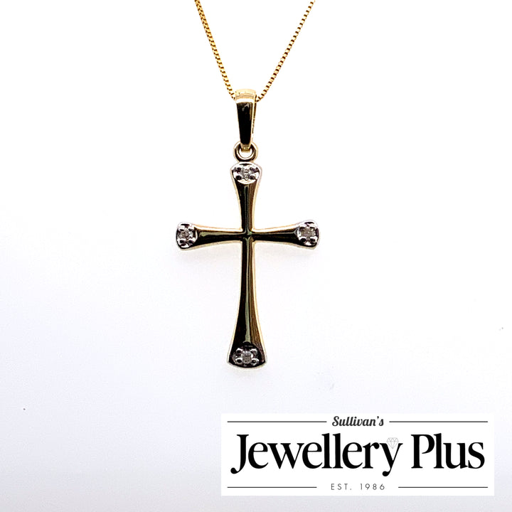 10K Yellow Gold Cross Diamond Pendant CTW.