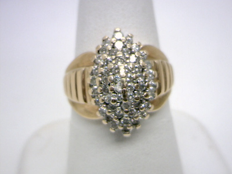 Women's 10K Yellow Gold 0.50 Round Brilliant Cut Cluster Diamond, Fashion Ring