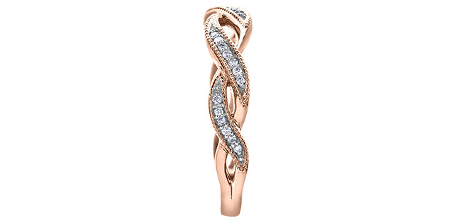 Women's 10K Rose Gold 0.095 Round Brilliant Cut Diamond, Fashion Ring