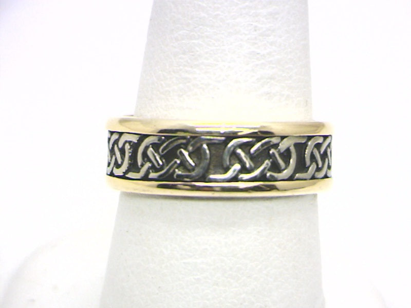 Men's 14K Two Tone Celtic Size 7 Wedding Band