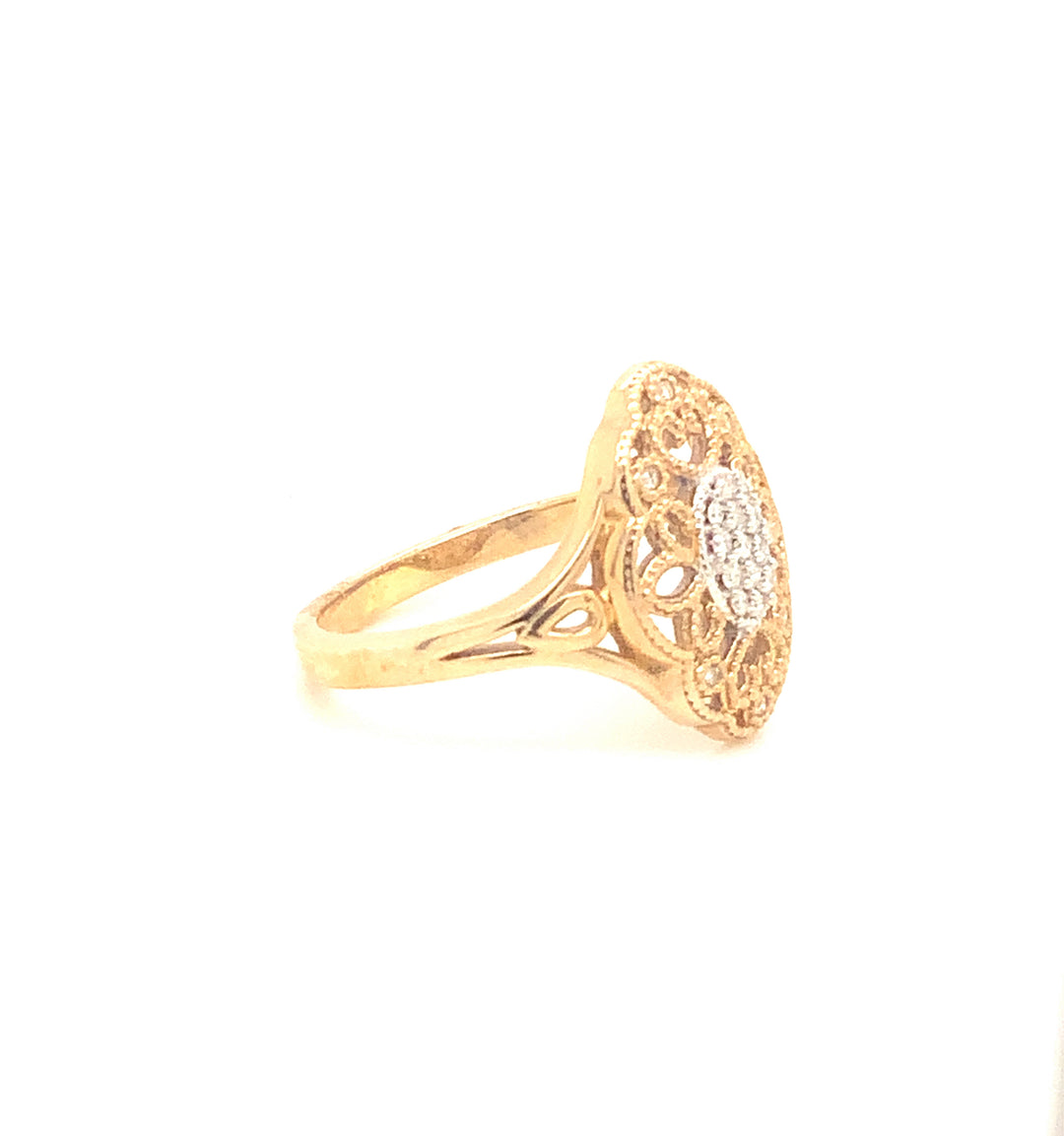 Women's 10K Yellow Gold 0.05 Round Brilliant Cut Diamond, Fashion Ring