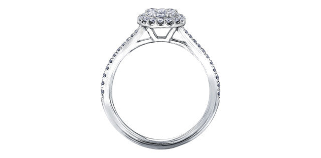 14K White Gold 0.32 Round Brilliant Cut Halo Diamond Engagement Ring