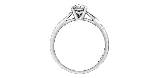 10K White Gold 0.25 Round Brilliant Cut Multi Stone Center Diamond Engagement Ring