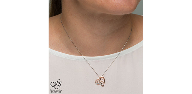 10K Rose Gold Heart Diamond Pendant 0.015CTW.