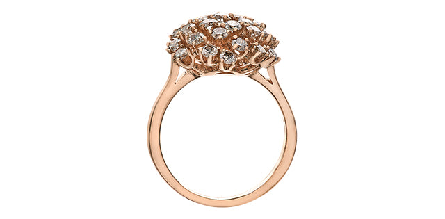 Women's 14K Rose Gold 1.05 Round Brilliant Cut Diamond, Fashion Ring