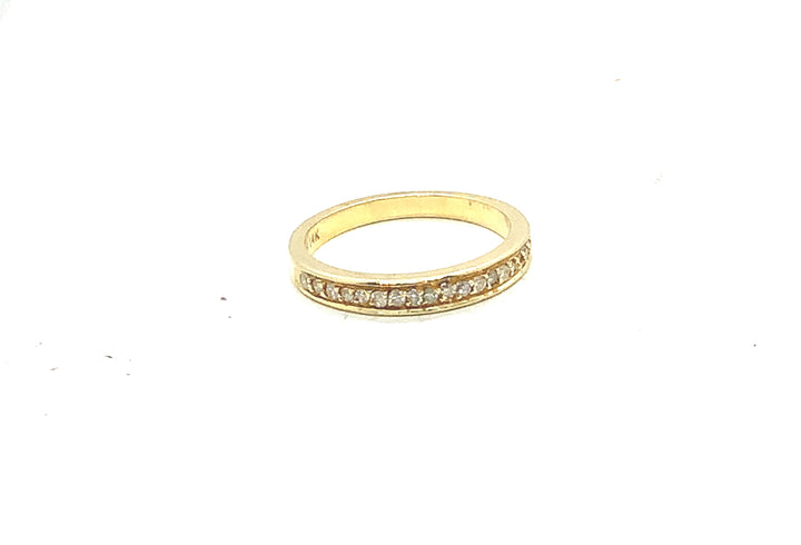 Women's 14K Yellow Gold 0.20 Round Brilliant Cut Half Anniversary Diamond Wedding Band