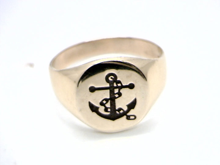 Men's 10K Yellow Gold Anchor Size 8 Fashion Ring