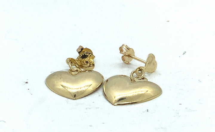 14K Yellow Gold Heart Throb Gold Earrings