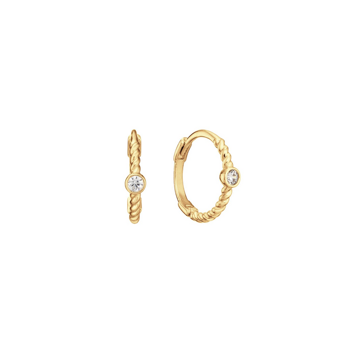 14K Yellow Gold Small Hoop Gemstone Earrings CTW.