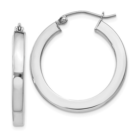 Sterling Silver White Gold Large Hoop Silver Earrings