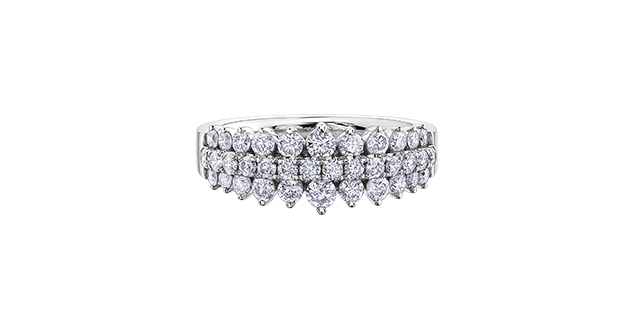 Women's 10K Two Tone 1.00 Round Brilliant Cut Diamond, Fashion Ring