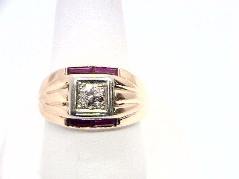 Gent's 14K Two Tone Gemstone ring 0.55CTW.