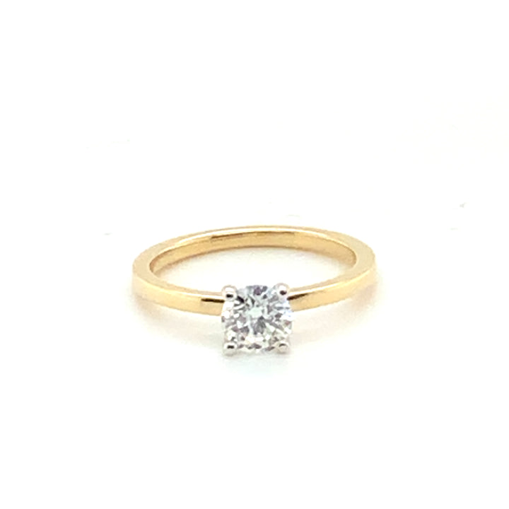 14K Yellow Gold 0.71 Round Brilliant Cut Solitaire Diamond Engagement Ring