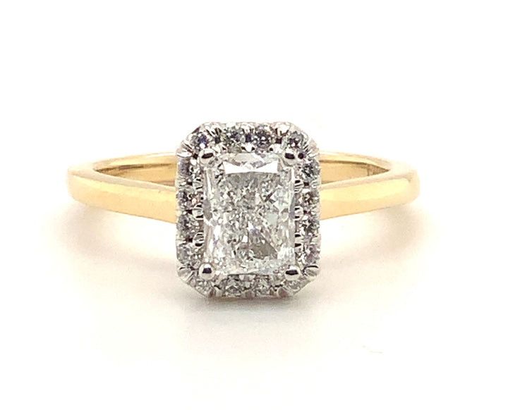 14K Yellow Gold 1.02 Radiant Cut Halo Diamond Engagement Ring