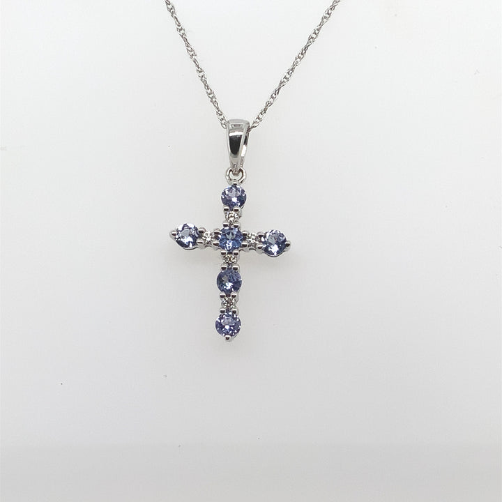 14K White Gold Cross Gemstone Pendant 0.72CTW.