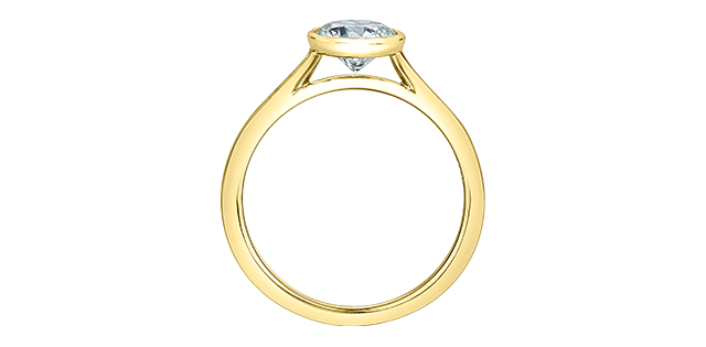 14K Yellow Gold 1.03 Round Brilliant Cut Solitaire Diamond Engagement Ring