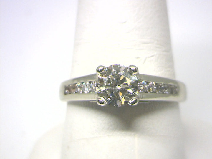 14K White Gold 1.00 Round Brilliant Cut Split Shank Diamond Engagement Ring