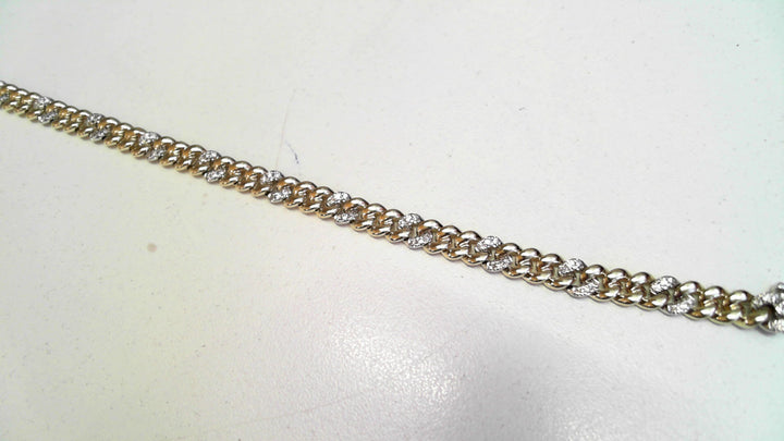 10K Two Tone 0.50CT Diamond Curb Bracelet