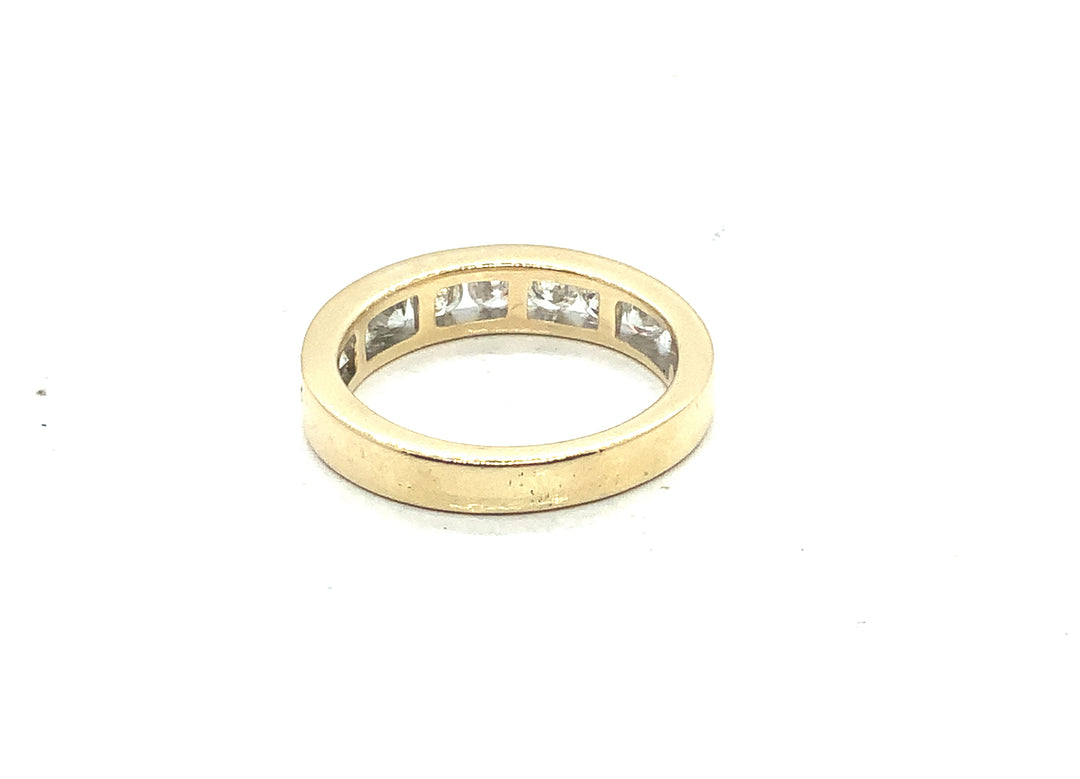 14K Yellow Gold 1.00 Round Brilliant Cut Channel Set Diamond Anniversary Ring