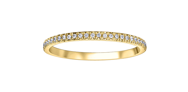 Women's 10K Yellow Gold 0.10 Round Brilliant Cut Half Anniversary Diamond Wedding Band