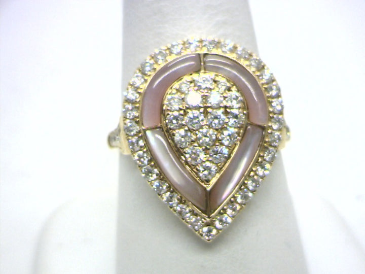 14K Yellow Gold Cluster Gemstone ring 1.17CTW.