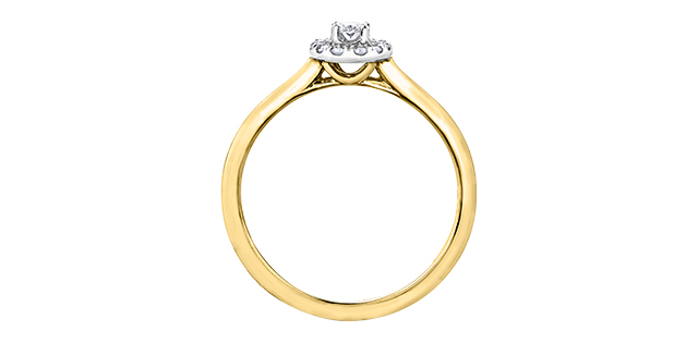 10K Yellow Gold 0.10 Oval Shape Halo Diamond Engagement Ring