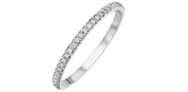 Women's 14K White Gold 0.10 Round Brilliant Cut Half Anniversary Diamond Wedding Band