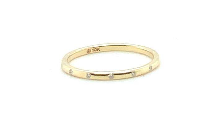 Women's 10K Yellow Gold 0.035 Round Brilliant Cut Gypsy Set Diamond Wedding Band