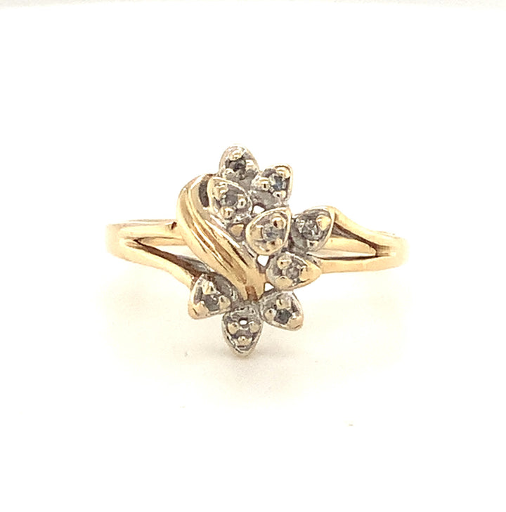 Women's 10K Two Tone Round Single Cut Vintage Diamond, Fashion Ring