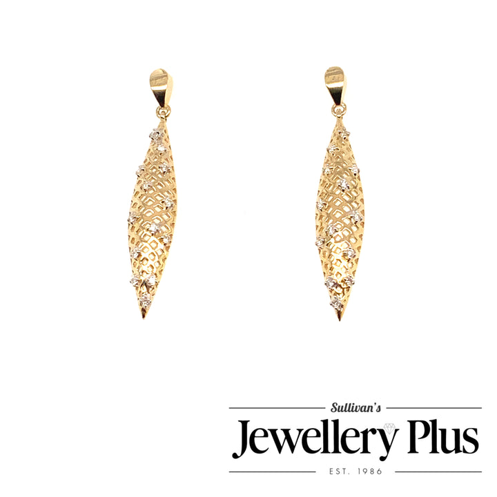 10K Yellow Gold Drop Diamond Earrings 0.20CTW.