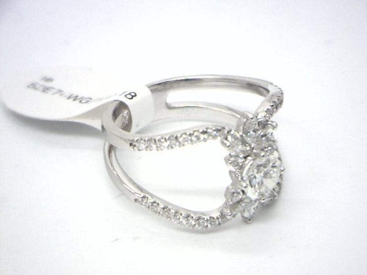 Women's 14K White Gold 0.50 Round Brilliant Cut Vintage Diamond, Fashion Ring